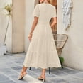 thumbnail image 5 of Qiopertar Ladies Summer Maxi Dress 2025 Eyelet V-Neck Bubble Sleeve Ruffle Wedding Guest Dress with Pockets, 5 of 5