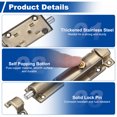 thumbnail image 4 of Pasador de resorte Uxcell, cerrojo deslizante de acero inoxidable de 3 x 1.2 pulgadas con tornillos para puertas interiores de inodoro y armarios, bronce, 4 of 7