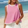 thumbnail image 5 of TGSLY Color Block Contrast Trim Tank Tops for Women Crew Neck Sleeveless Blouses A-Line Flowy Loose Fit Solid Color Going Out Tshirts L, 5 of 6