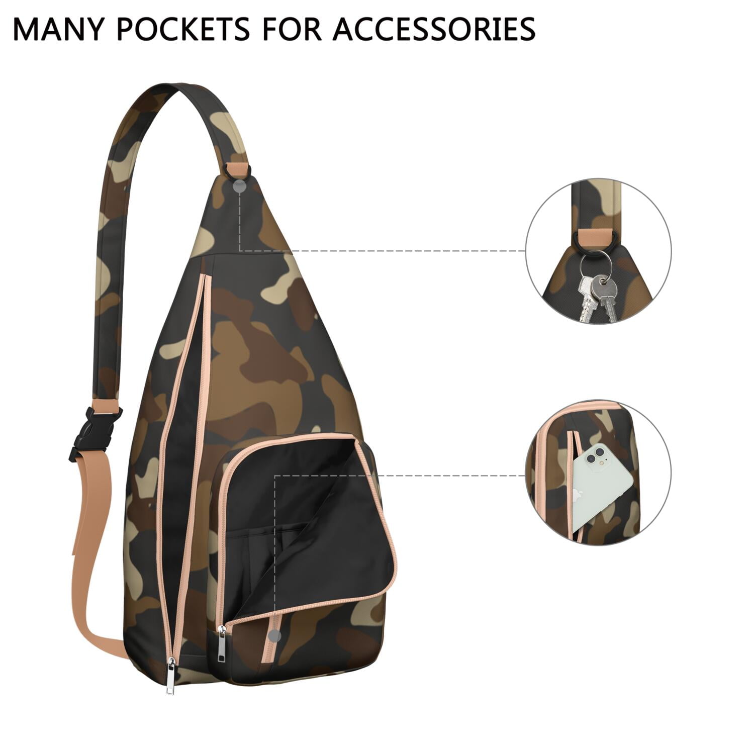 Tactical Camo Chest Bag - Military-Grade Hunting Camouflage Sling Pack, Durable Water-resistant Fanny Pack for Army & Outdoor Use (Woodland/Desert/Jungle Patterns)"
