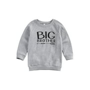 Baby Boy Sweater, Big / Little Brother Letter Print, Classic Round Neck Ribbed Closing Spring Clothing