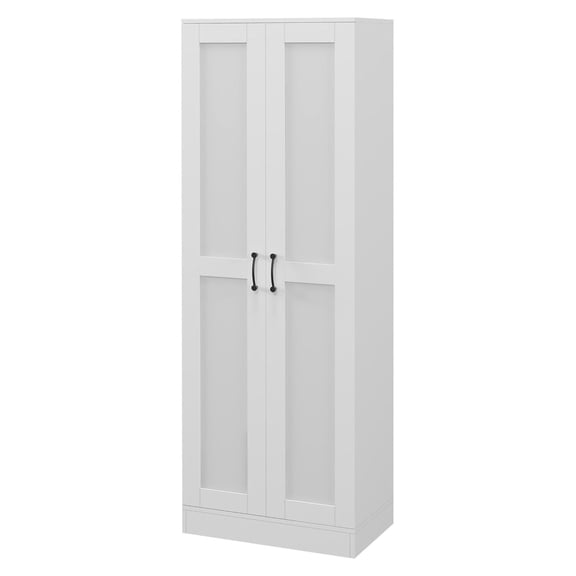 White Storage Cabinet, Tall Kitchen Pantry with Adjustable Shelves, Home Organizer