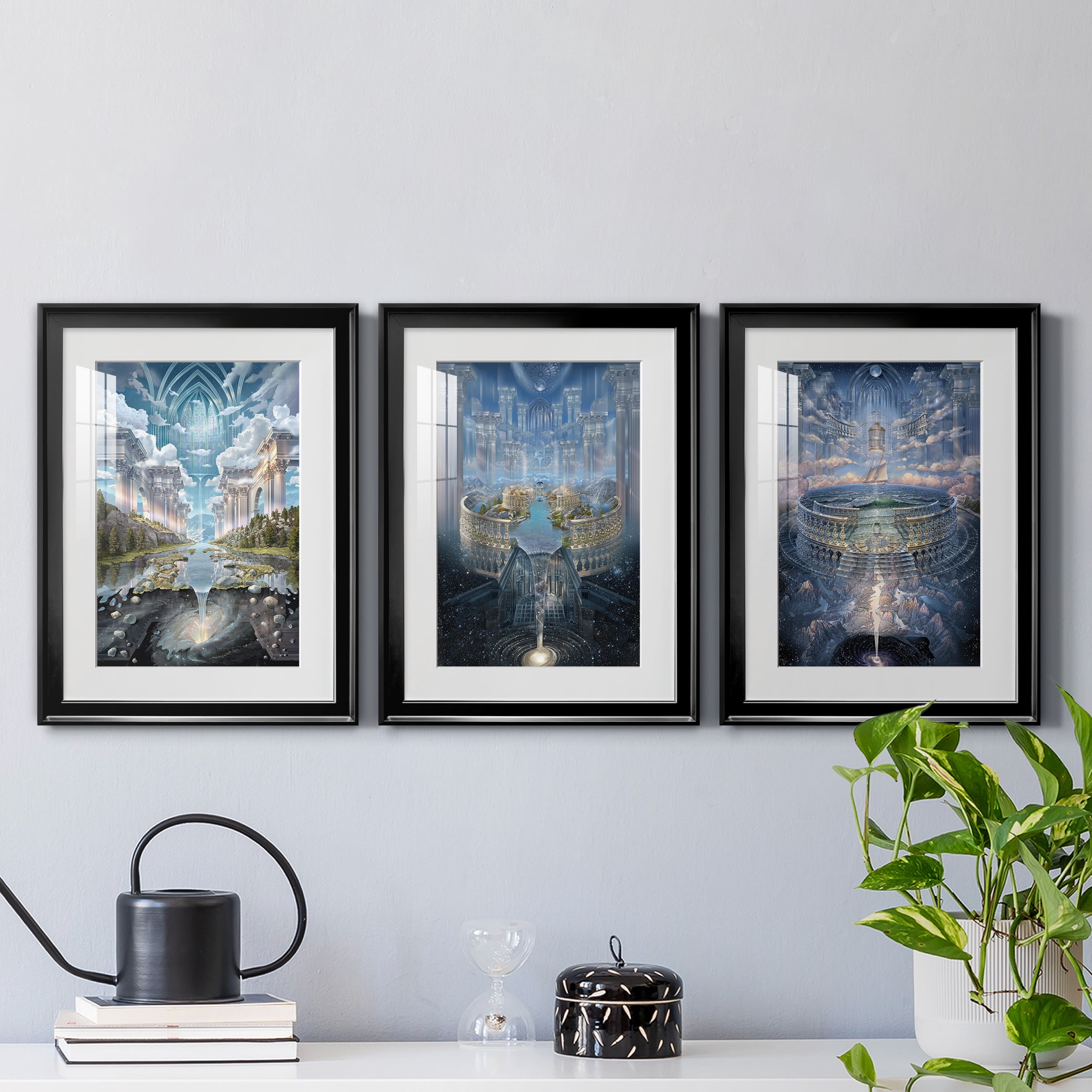 Genesis II Premium Framed Prints Set of 3 - Ready to Hang - 18 x 24 Each - Black Frame