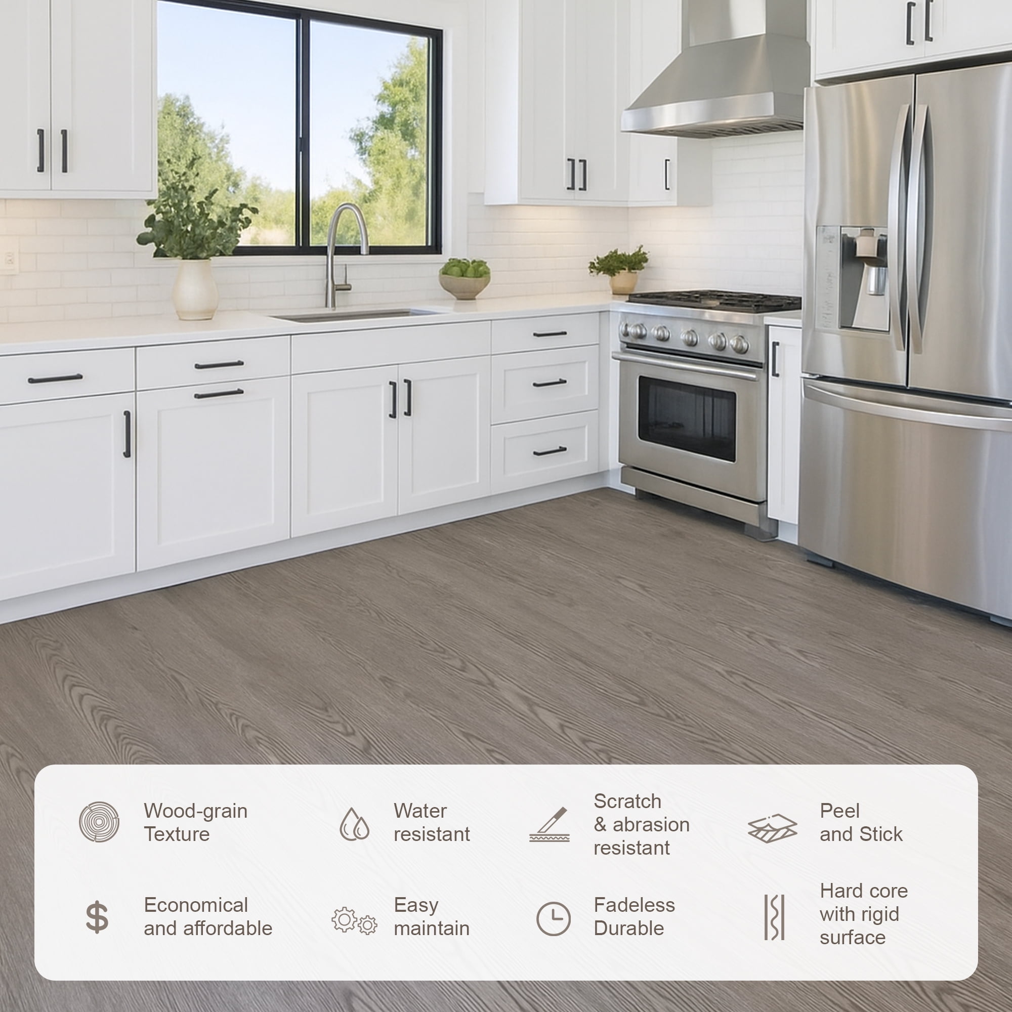6''W x 36''L Peel & Stick, Vinyl Plank Flooring, Wood Grain, Self-adhesive And Waterproof Tile Sticker, DIY Stickers-for Decorating Living Rooms, Bedrooms, Offices, 27pcs (cover 40.5 Sq. ft)