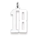 thumbnail image 1 of Sterling Silver Rhodium-plated Small Elongated Pol Number 18 Charm QES18 (20mm x 8mm), 1 of 2