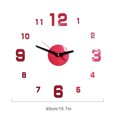 thumbnail image 2 of Autoadhesivo 3D Reloj de pared Etiqueta de espejo Inicio Sala de estar Reloj de acrílico decorativo DIY - Rojo AweSitey HA3330-01B, 2 of 6