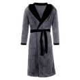 thumbnail image 3 of Blekii Men's Plush Bathrobe, Long Sleeve Shawl Collar Kimono, Thick Terry Cloth Robe for Winter, Oversized Home Spa Robe, Absorbent Robe After Shower, Luxury Hotel Style Bathrobe for Men Grey, 3 of 8