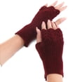 thumbnail image 1 of Women Fingerless Gloves Knitted Solid Color Half Finger Mittens Computer Gloves, 1 of 10