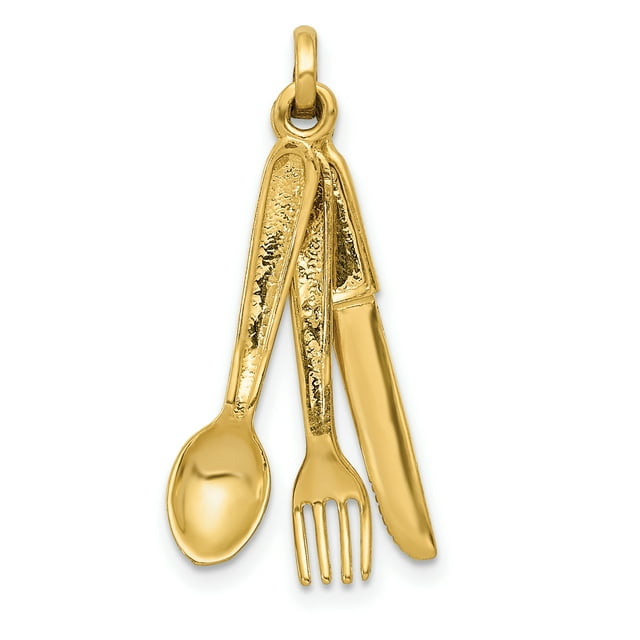 14K Yellow Gold Knife, Fork & Spoon Charm
