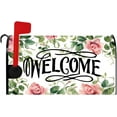 thumbnail image 1 of Welcome Magnetic Mailbox Cover 21x18in Pink Roses Spring Floral Rustic Flowers for Farmhouse Garden Yard Outdoor Patio, 1 of 6