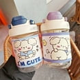 thumbnail image 2 of Cartoon student cute double drinking straw cup portable anti-scalding water cup, 2 of 4
