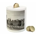 thumbnail image 3 of London Piggy Bank, Westminster Big Ben and Bridge Nostalgic Image British Antique Architecture, Ceramic Coin Bank Money Box for Cash Saving, 3.6" X 3.2", Sepia White, by Ambesonne, 3 of 4