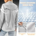 thumbnail image 5 of FEN AI Womens Gray UPF 50 Long Sleeve Tops Safari Shirts Outdoor Quick Dry UV Sun Protection Shirt for Travel Summer Beach Fishing Hiking Blouse, 5 of 10