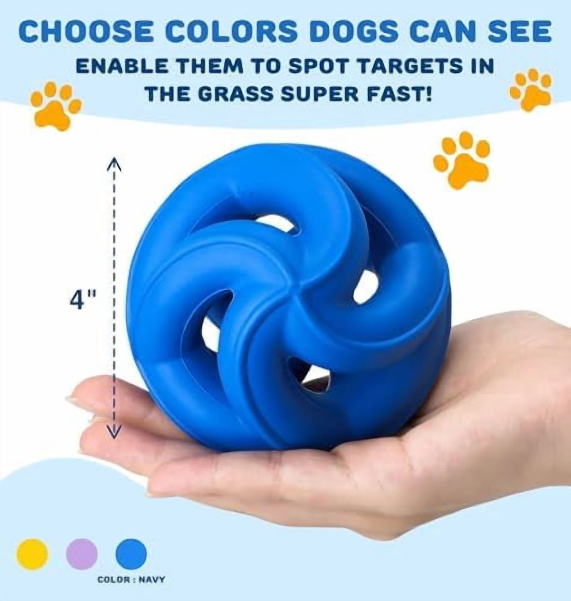 Natural Rubber Indestructible Dog Toys, Durable Dog Chew Toys for Aggressive Chewers - Non-Toxic, Dishwasher Safe, Interactive Dog Toys for Medium Large Breed Dogs, Fetch Training, Navy