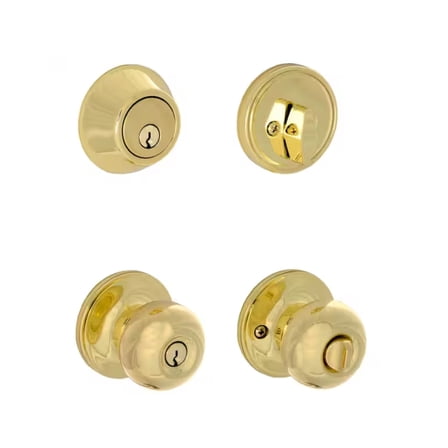 ESSENTIALS by Schlage VCT60 V MOW 605 Morrow Bright Brass Single Cylinder Deadbolt and Keyed Entry