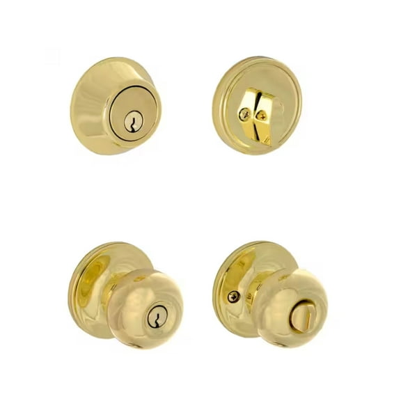 ESSENTIALS by Schlage VCT60 V MOW 605 Morrow Bright Brass Single Cylinder Deadbolt and Keyed Entry