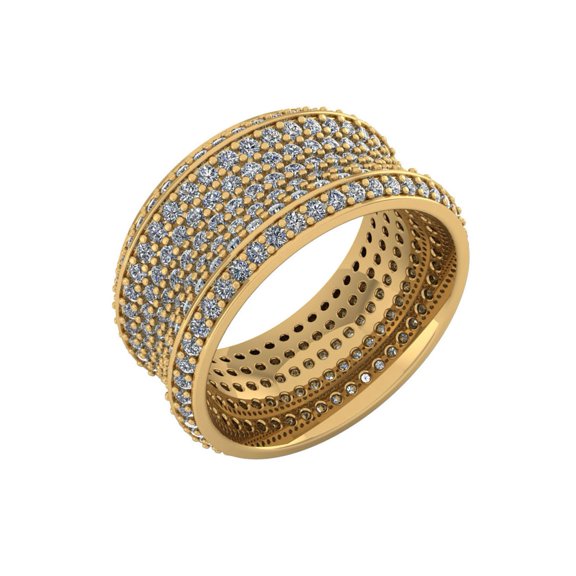 Natural 5Ct Round Diamond 7Row Concave Anniversary Eternity Band Ring 10k Gold KL I1