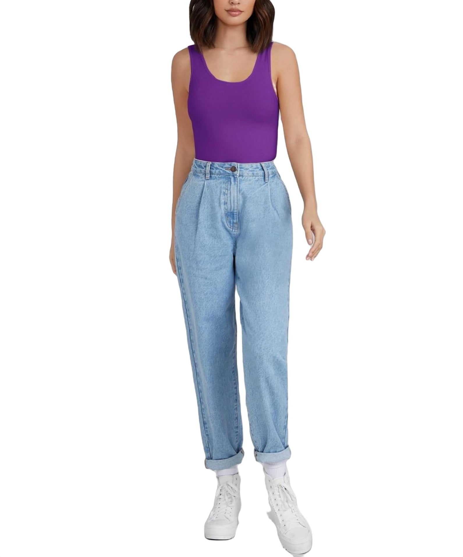 トップス Haig'doneDAMAGE TANK TOP / PURPLE Vivid Violet Cropped Ribbed Racerback Tank Top | Iscream