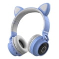 thumbnail image 1 of Audífonos VIMI Bluetooth Diadema 3.5 Orejas De Gato Con Luz Led Radio Azul Cielo, 1 of 5