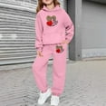 thumbnail image 2 of Piomll Girls Outfit Sets Valentine's Day Hooded Tracksuit Leopard Print Heart Jogger Athletic Clothes, 2 of 6