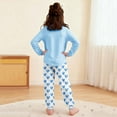 thumbnail image 6 of FAWUUDO Kids Boys Girls 5-14 Years Long Sleeve Top With Pants Set Heart Print Pocket Detail Casual Two Piece Outfit Loungewear Light Blue 7-8 Years, 6 of 9