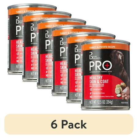 (6 pack) Pure Balance Pro+ Turkey & Potato Recipe Wet Dog Food for Healthy Skin & Coat, 12.5 oz Can