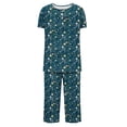 thumbnail image 3 of Censtreet Women's Pajama Sets Short Sleeve Sleepwear Round Neck Pj Loungewear Top and Capri Pants with Pockets, 3 of 5
