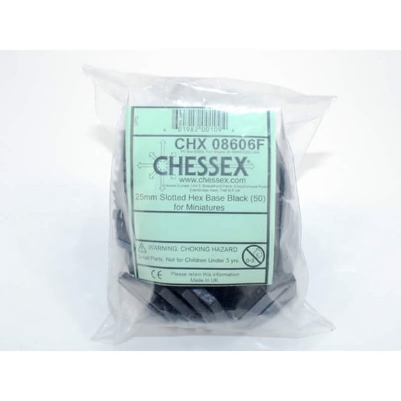 Slotted Hex Base Grey 25mm (1 inch) Pack of 50 for Miniatures Chessex