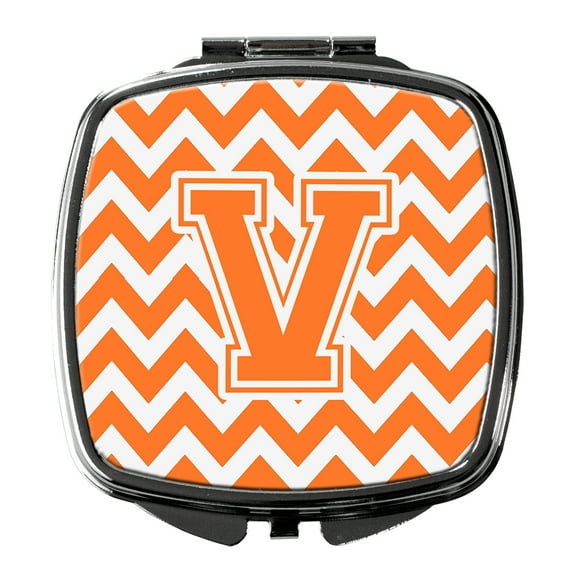Letter V Chevron Orange and White Compact Mirror CJ1046-VSCM