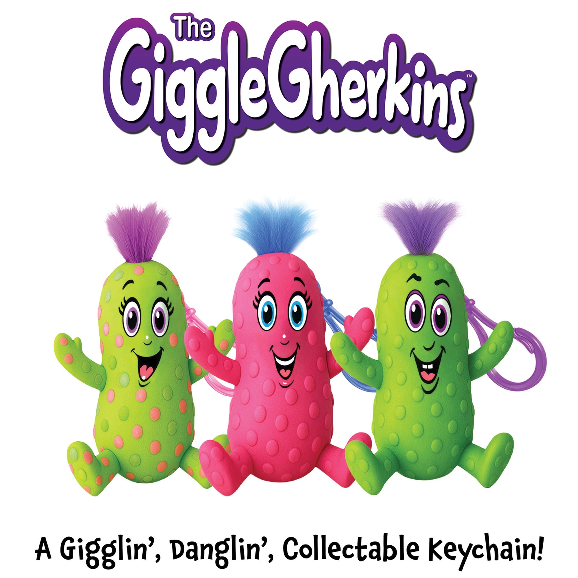 Pickle Everything: The GiggleGherkins 3 Pack - Squeaky Pickle Bag Tags - 3 Characters, Squeeze For Squeaking Sound, Backpack Accessory Toys, Kids 3+