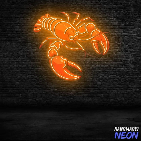 Handmadetneonsign Shrimp UV Printed Neon Sign, LED Seafood Restaurant Light, Custom Neon Wall Decor for Kitchen or Bar 133282