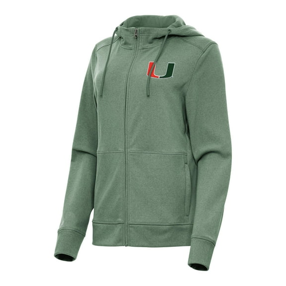 Women's Antigua Green Miami Hurricanes Seeker Full-Zip Hoodie