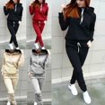 thumbnail image 2 of Ensemble 2 Pcs Automne Décontracté Femmes Chandails à Capuchon Hauts Survêtement Ensemble de Survêtement Ensemble pour Femmes Chandails à Capuchon Hauts de Sport Pantalons, 2 of 5