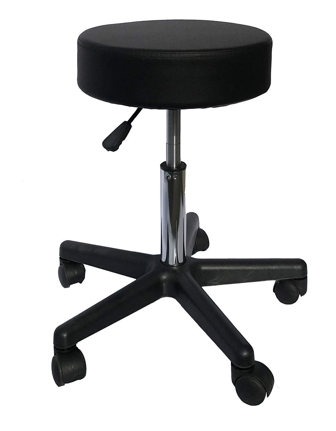 Deuba Swivel Stool Adjustable Work Chair Hydraulic Tattoo Spa Massage Seat PU Leather Thick Padding Black 