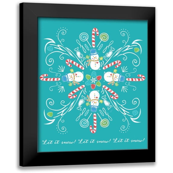 Longfellow Designs 12x14 Black Modern Framed Museum Art Print Titled - Snowman Snowflake