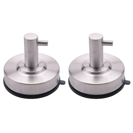 

2X Waterproof Strong Vacuum Suction Cup Hanger Stainless Steel Wall Hook Bathroom Silver