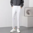 thumbnail image 3 of 9 Pantalones de traje negros recortados para hombre, pantalones de verano para hombre, ajustados, baratos, chinos, finos, informales, formales, elegantes, 2024, 3 of 5