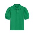 thumbnail image 5 of YNGKMEA Uniform Polo Shirts for Girls Short Sleeve Peter Pan Collar School Uniform Shirts Kids Cute Puff Sleeve Polo Shirt, 5 of 6