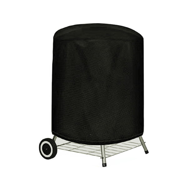 Yuarrent Cubierta redonda para barbacoa al aire libre, cubiertas impermeables para horno de múltiple, Protector de parrilla de tela resistente Decoración del hogar Negro/Plata 77*70 CM