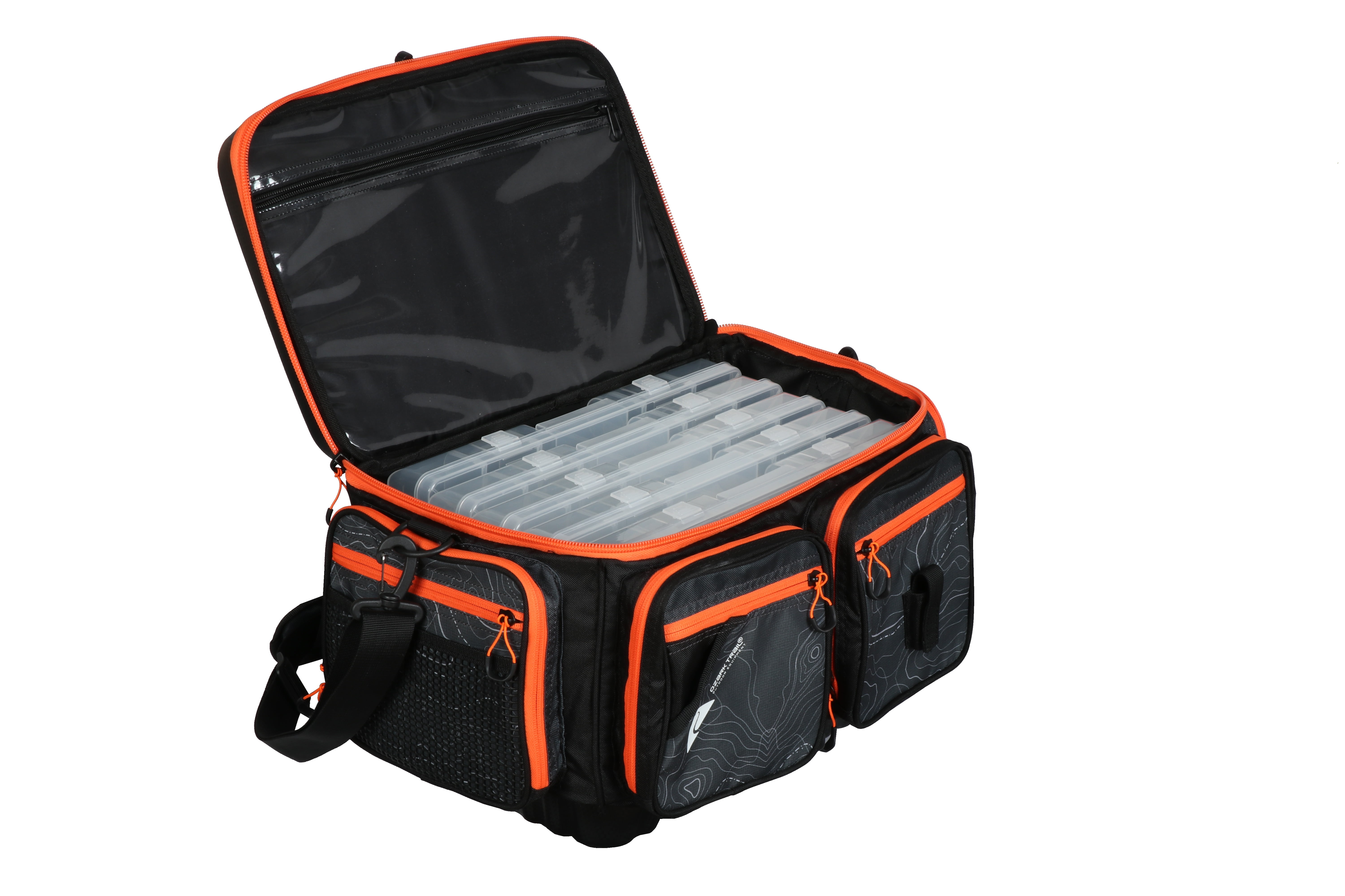 Ozark Trail 3700 Pro Large Quick Access Horizontal Fishing Tackle Box and Bait Bag, Material Polyester