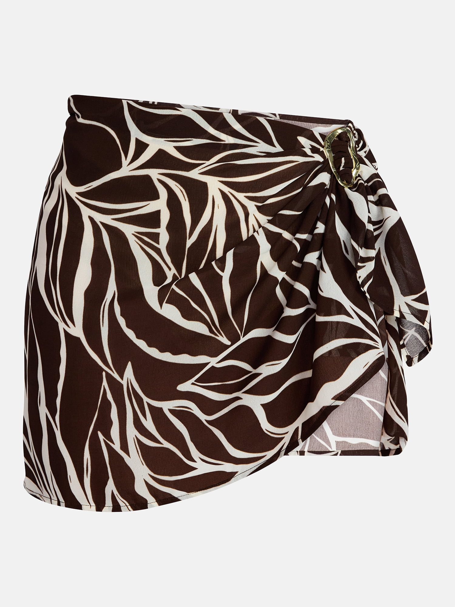 Time and Tru Women's Mini Sarong Coverup with Ring Buckle, Sizes S/M-1X/2X