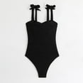 thumbnail image 6 of Uaswgudfs Women's One-Piece Swimsuit with Bow-Tied Spaghetti Straps, Textured Design, Stretch-Fit Fabric for Trendy Beach or Pool Bathing Suits Black L, 6 of 9