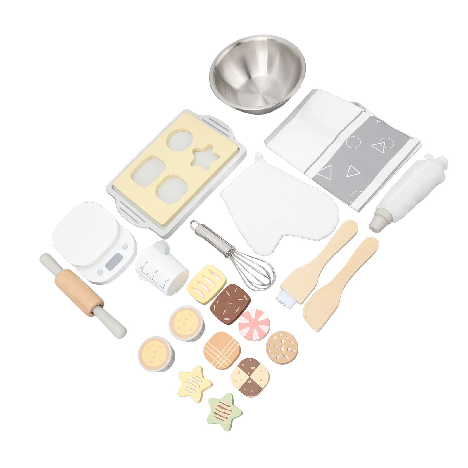 Cookware Play Set, Interactive Wooden Educational Kids Kitchen Toy Set