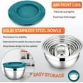 thumbnail image 5 of Mixing Bowls with Lids Set of 5, Vesteel Stainless Steel Mixing Bowls Metal Nesting Salad Bowls, Size 4.5, 3, 1.5, 1, 0.7 QT Great for Cooking, Baking, Serving - Blue, 5 of 7
