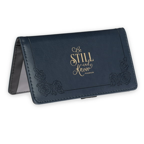 Checkbook Cover Navy Be Still Psa. 46:10