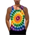 thumbnail image 2 of qelini Mens Tank Tops Long Muscle Shirt Crewneck Sleeveless Quick Dry Shirt Vest Tie-Dye Print Cloths, 2 of 6