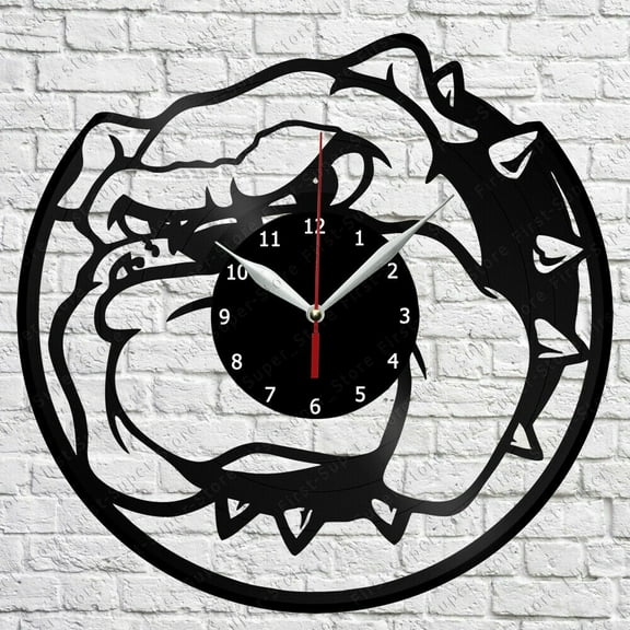 Bulldog Vinyl Record Wall Clock Home Fan Art Decor Vintage Wall Art Design