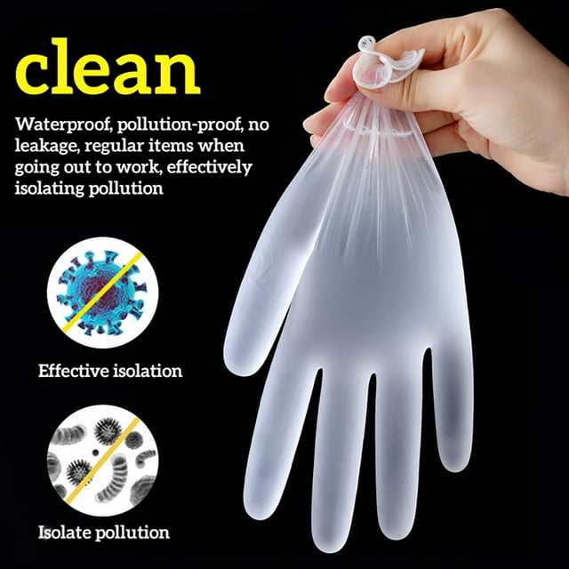 PVC Gloves One-time Clear Latex Gloves Powder Free Kitchen Gloves Clear Latex Hand Protector for Kitchen Food Cooking, S