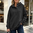 thumbnail image 5 of SYwaren Women's Casual Oversized Hoodie Half Button Pullover Long Sleeve Fall Sweatshirt Solid Color Tops, 5 of 9