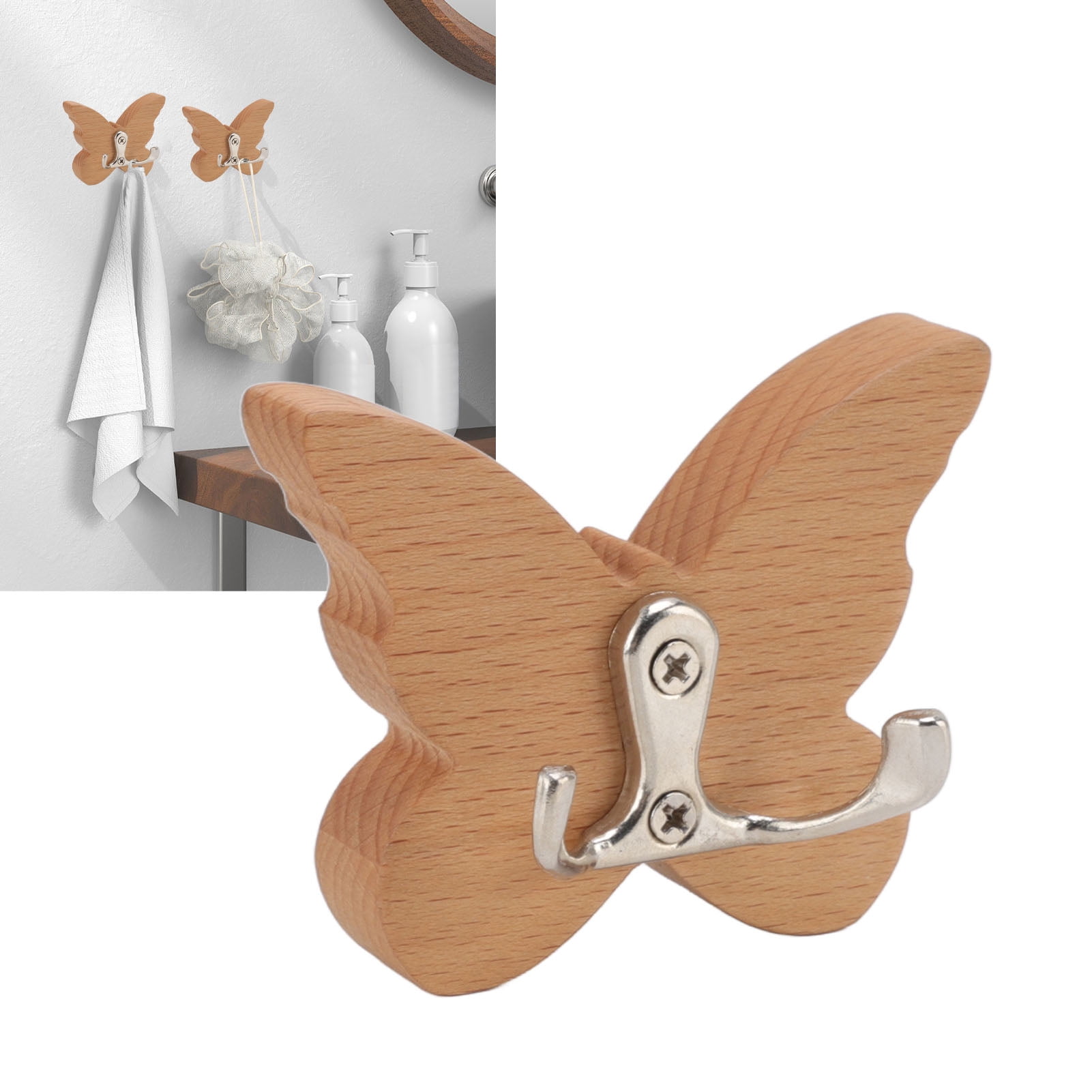 Wooden Butterfly Wall Hook, Clothes Hanger Practical Butterfly